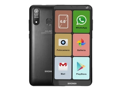 Brondi Amico XL 16GB per Anziani Dual SIM 6.0" 2GB RAM 4G LTE NUOVO Nero Italia