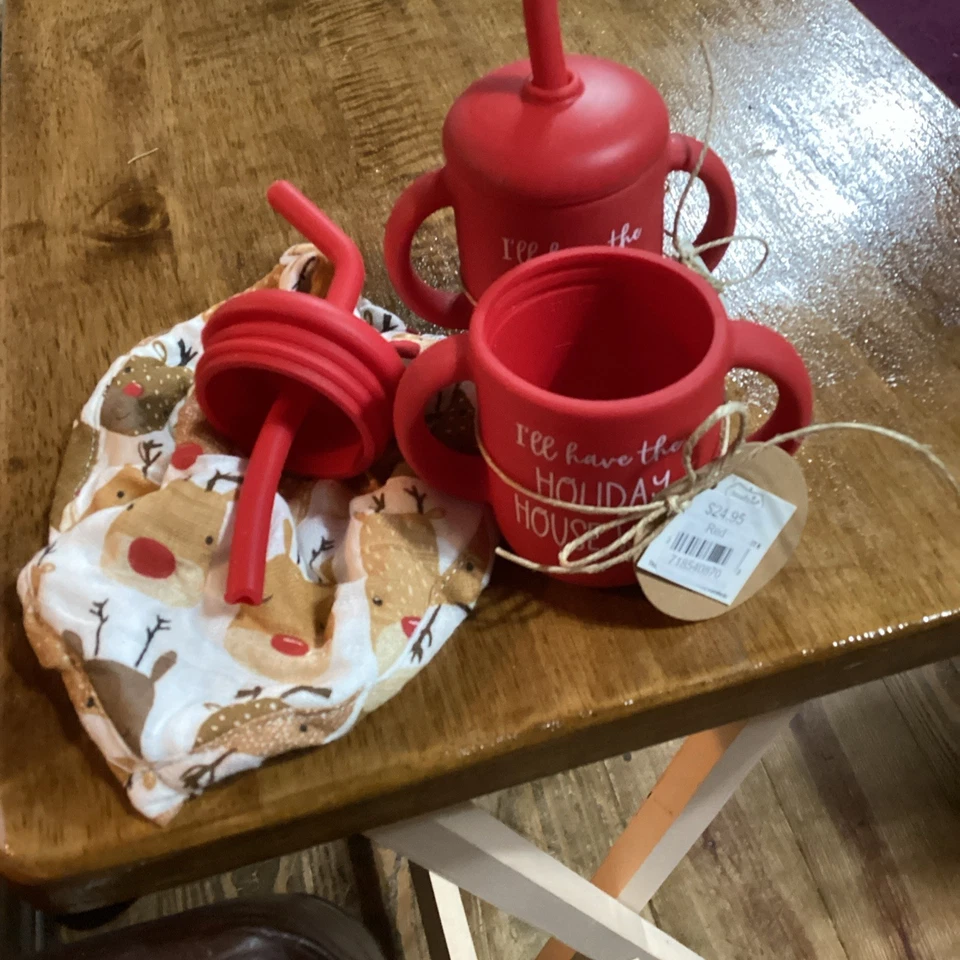 Copo de treinamento Sippy de silicone 4 oz com palha, tampa e alças - Imagem 2 de 4