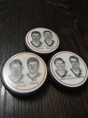 3 Detroit Redwings Pucks Burger King NHL Hockey