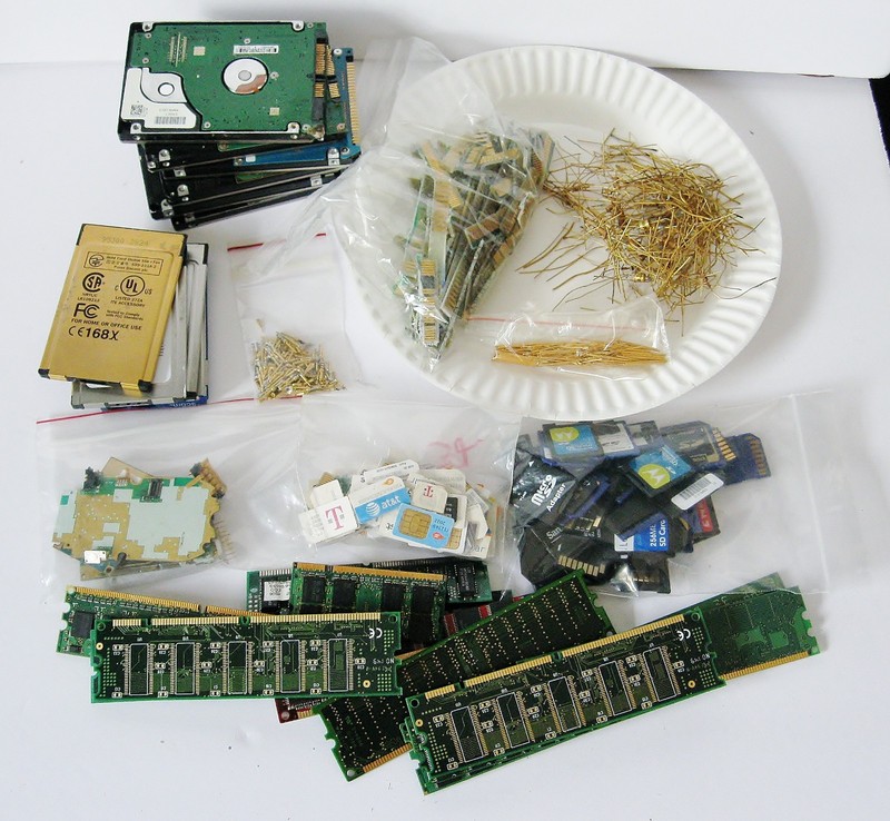 Scrap Gold Recovery Circuit Boards, Pins, Wire, Sim Cards, Memory Etc. Some New