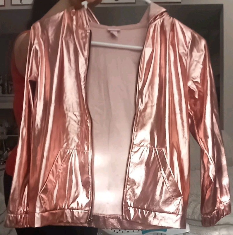 More Than Magic Girls Metallic Long Sleeve Full Zip Jacket Pink Metallic Size M 