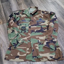 Army Hot Weather Field Coat Mens Medium Regular Woodland Camo BDU "Beiber"