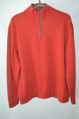 Tommy Bahama Reversible Sweater Men's XL Orange Brown Pullover 1/4 Zip