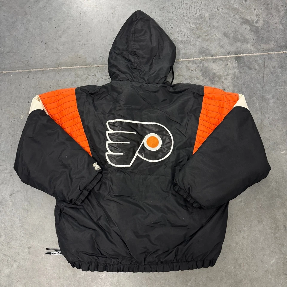 Chaqueta Pullover Anorak Vintage Starter Philadelphia Flyers Naranja Negra XL NHL Foto 3 de 4