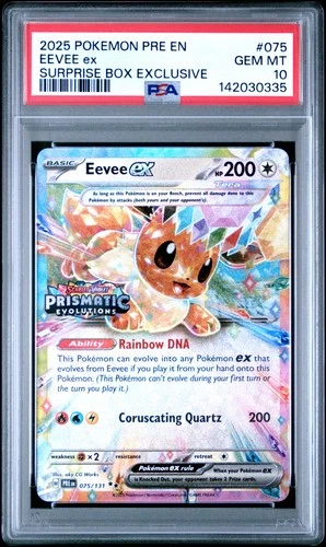 2025 POKEMON PRE EN-PRISMATIC EVOLUTIONS SURPRISE BOX EXCLUSIVE EEVEE EX PSA 10