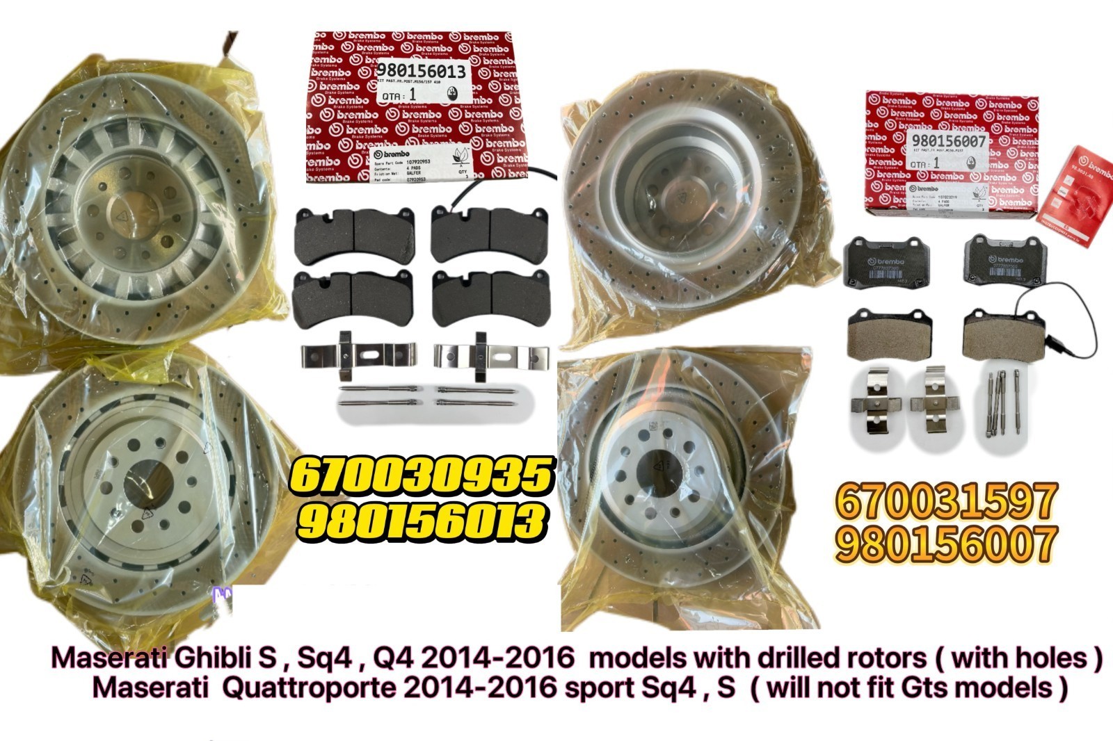 OEM GEN 2014-2016 Maserati Quattroporte front rear brake pads rotors