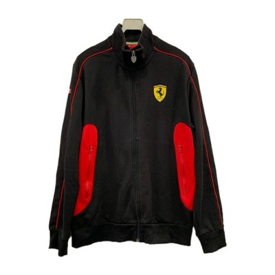 Puma Scuderia Ferrari Track Jacket Mens M Black Red Full Zip Motorsport #194