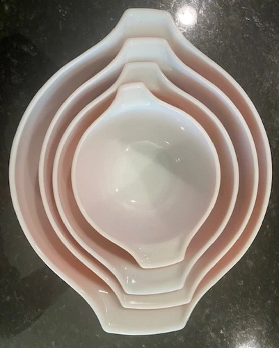 Vintage Pyrex Autumn Harvest Wheat Nesting Cinderella Mixing Bowls, Set of 4