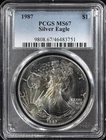 1987 $1 American Silver Eagle PCGS MS 67 | Toned Uncirculated UNC BU
