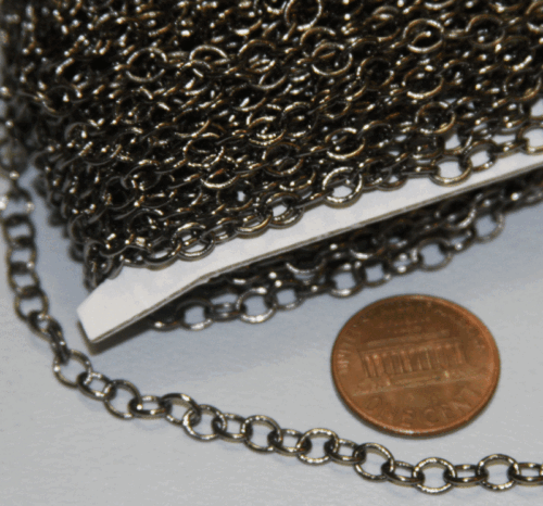 10ft of Gunmetal Plated Round Cable Chain 4x5mm - Picture 3 of 3
