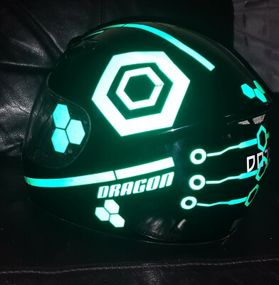 TRON STYLE HELMET STICKERS REFLECTIVE DECALS BE SEEN HI VIZ MOTORCYCLE