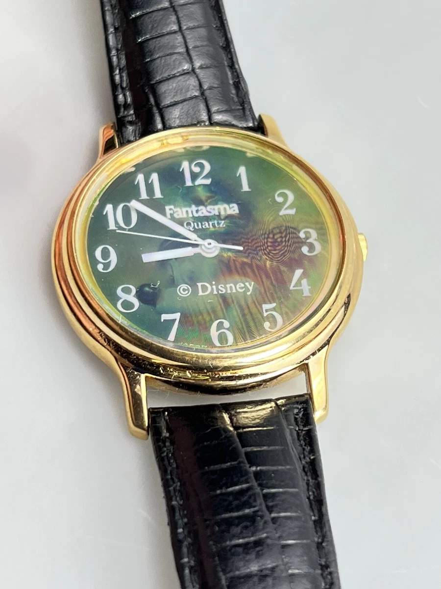 Series hologram top black leather watch