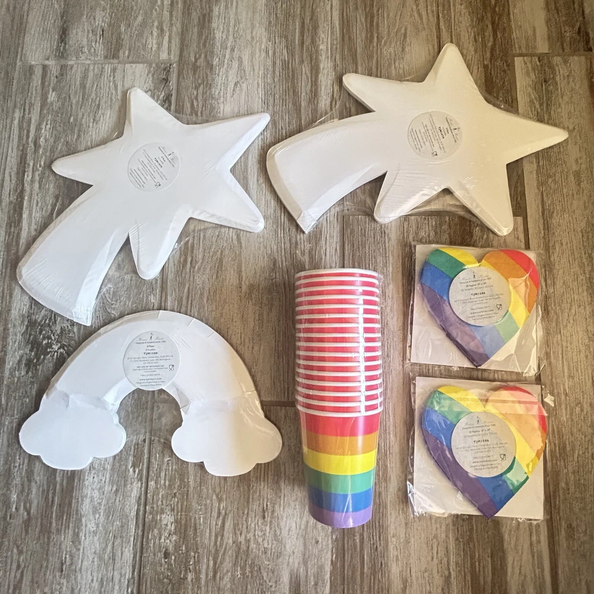 Rainbow Shooting Star Paper Plates Napkins Cups Bundle Kids