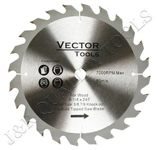 Vector 8-1/4-In x 24T Carbide Tipped Saw Blades for Wood with 5/8" & 7/8" Arbor 