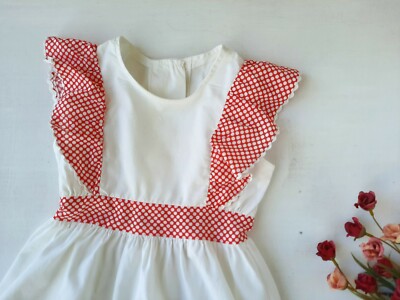 Vintage Baby Girl Dress White Red polka dot Spring Retro Soviet Fashion 80s
