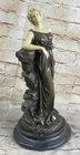Art Nouveau Signed Roman Girl Bronze Sculpture Hot Cast Figure Home Decor Sale