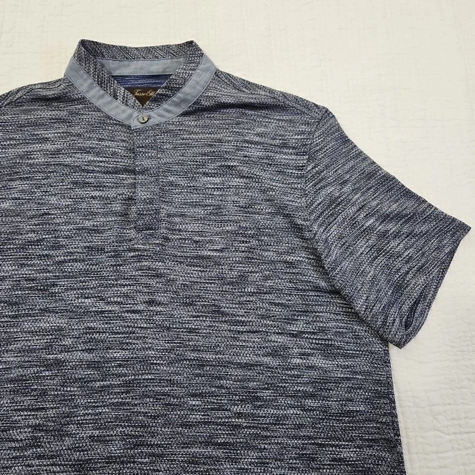 Camisa Polo Tasso Elba Azul Marino Combo Cuello Bandado Para Hombre Mediana Usada en Excelente Condición LN Golf Foto 3 de 4