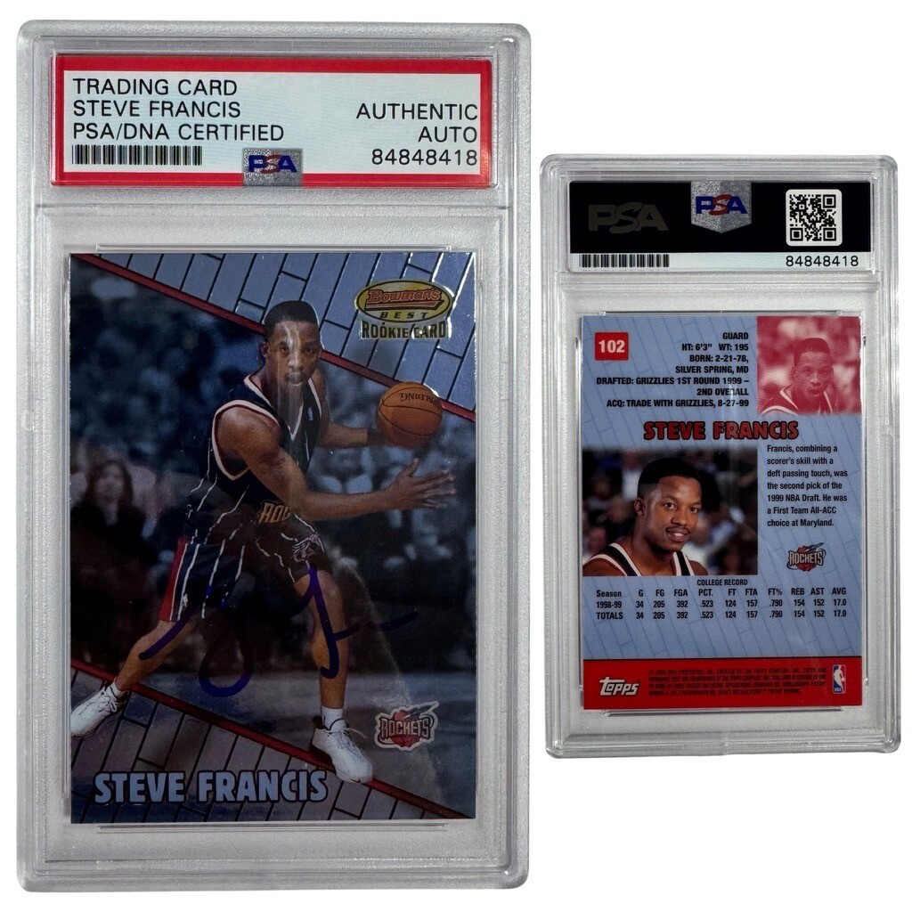 2000 Steve Francis Autographed Bowman’s Best RC #102 PSA Authentic Auto