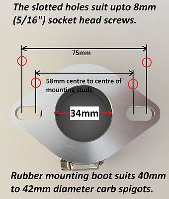 Mikuni carb Mounting Flange/ Manifold 34mm & Boot 40mm ID, 58