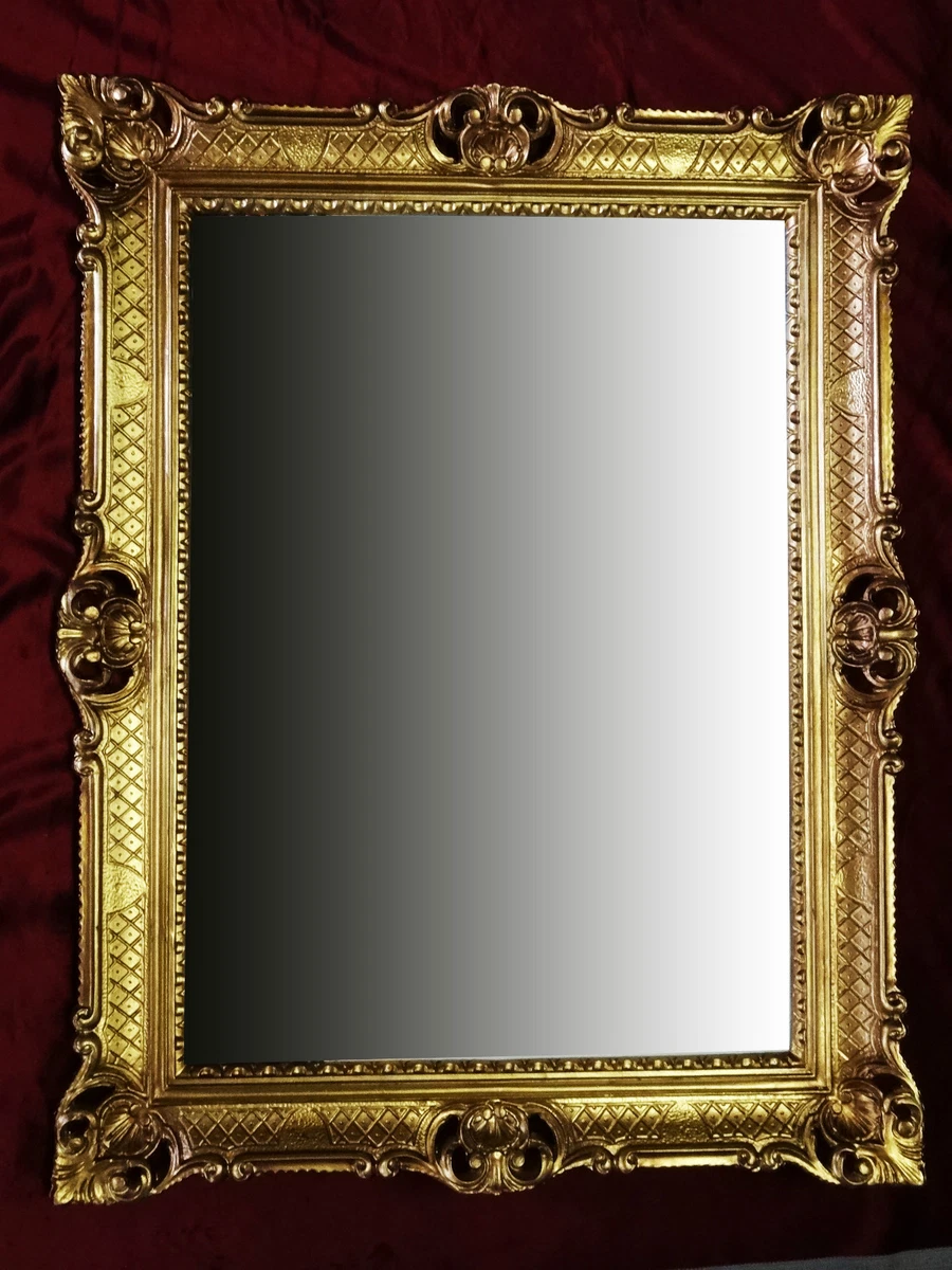 Miroir Mural Baroque Noir Et Or, Style Antique, 100x80 Cm, Reproduction