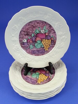 6 Piece Plates Gien France Les Delices 8.75 Inch