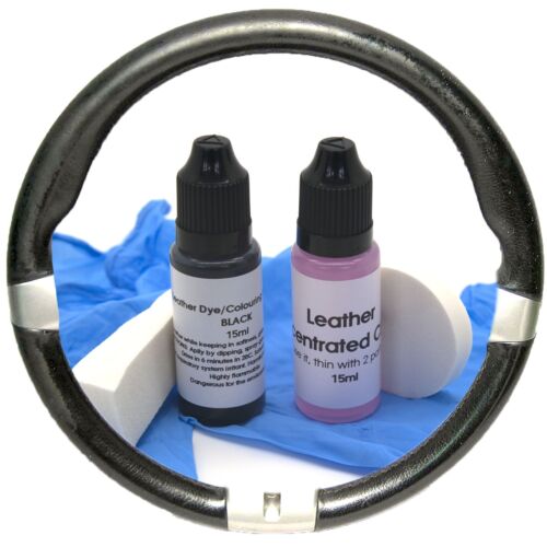 Kit de reparación de cuero negro para pintura de tinte de volante de coche clase M para automóvil MERCEDES BENZ - Imagen 1 de 3