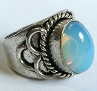 BEAUTIFUL POST MEDIEVAL VINTAGE SILVERED SEAL RING WITH STONE INSERT