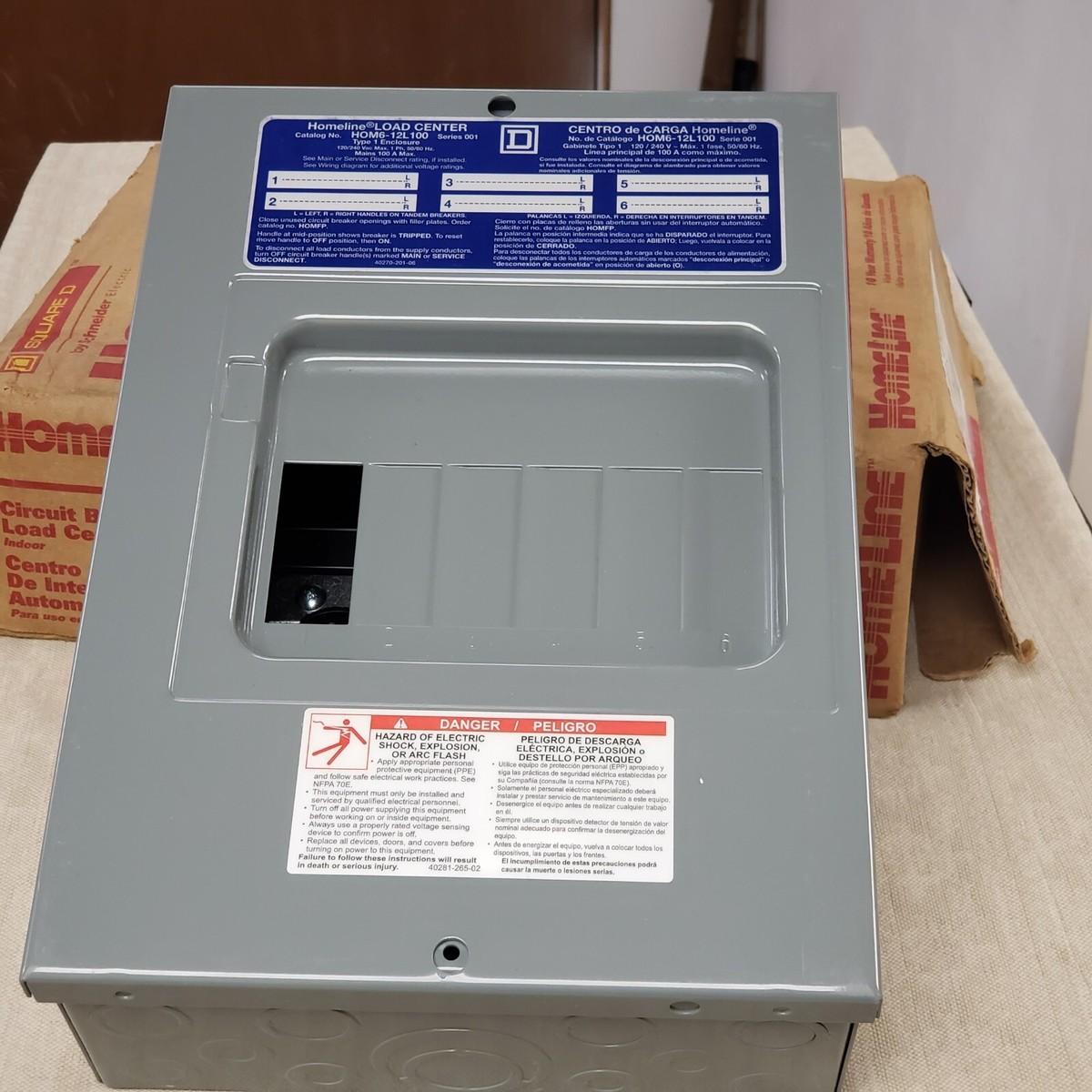 SQUARE D HOMELINE HOM612L100S 100 AMP 6-SPACE 12-CIRCUIT SQUARE D HOMELINE HOM612L100S 100 AMP 6-SPACE 12-CIRCUIT