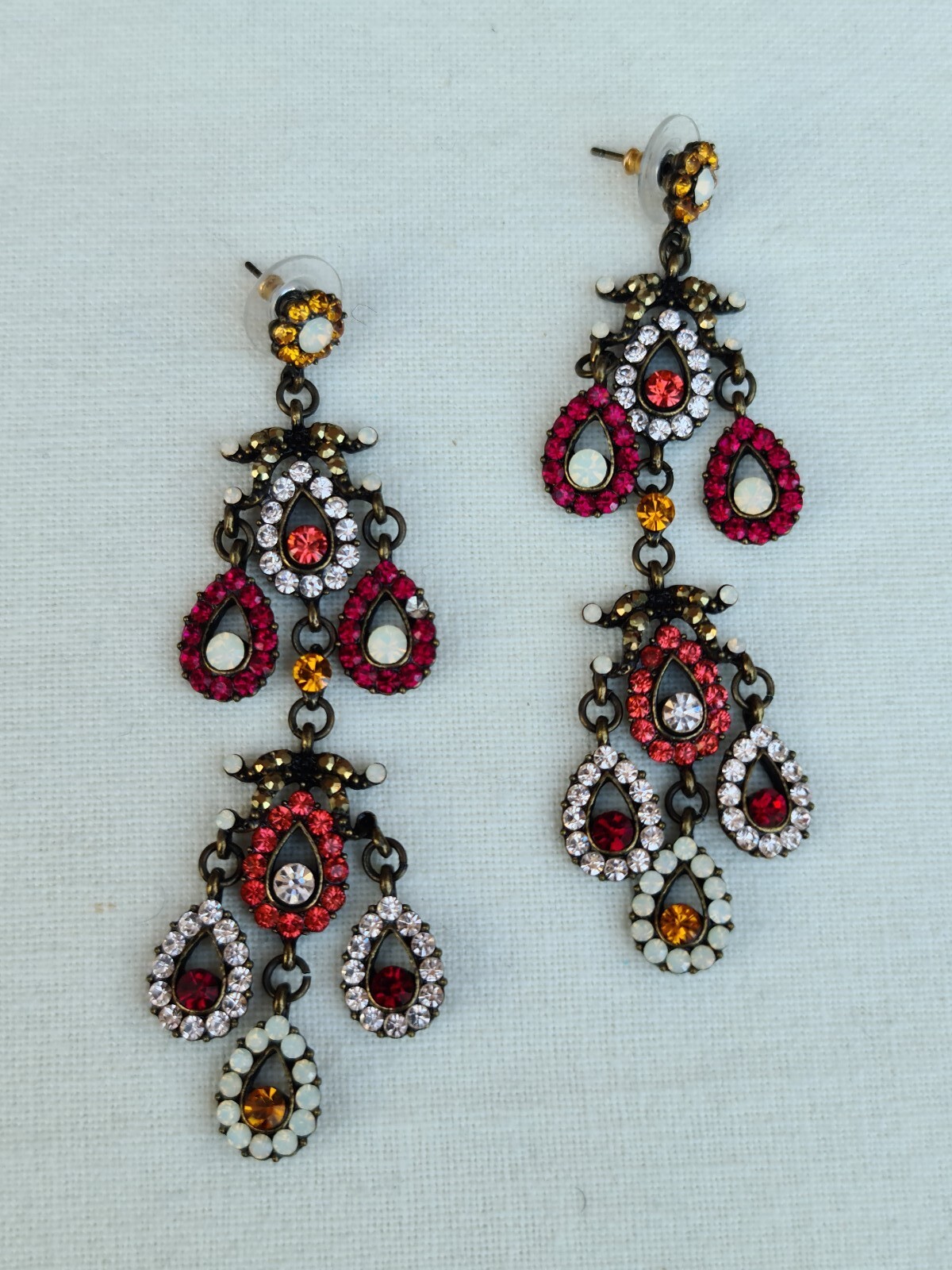 Multi coloured dangle drop earrings - image 6