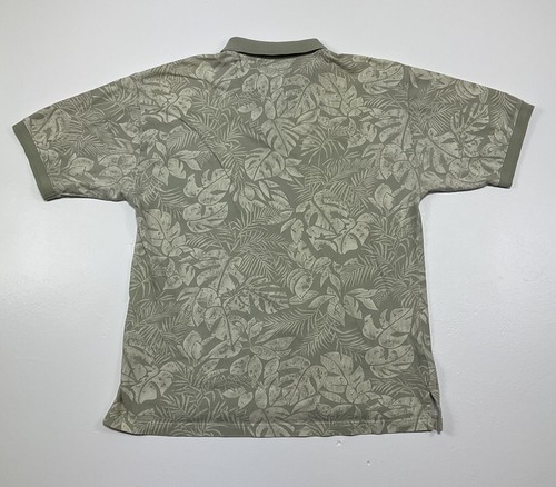 Polo Shirt da uomo Tommy Bahama taglia M stampa tropicale foglia marrone oliva tasca piccola - Foto 2 di 12