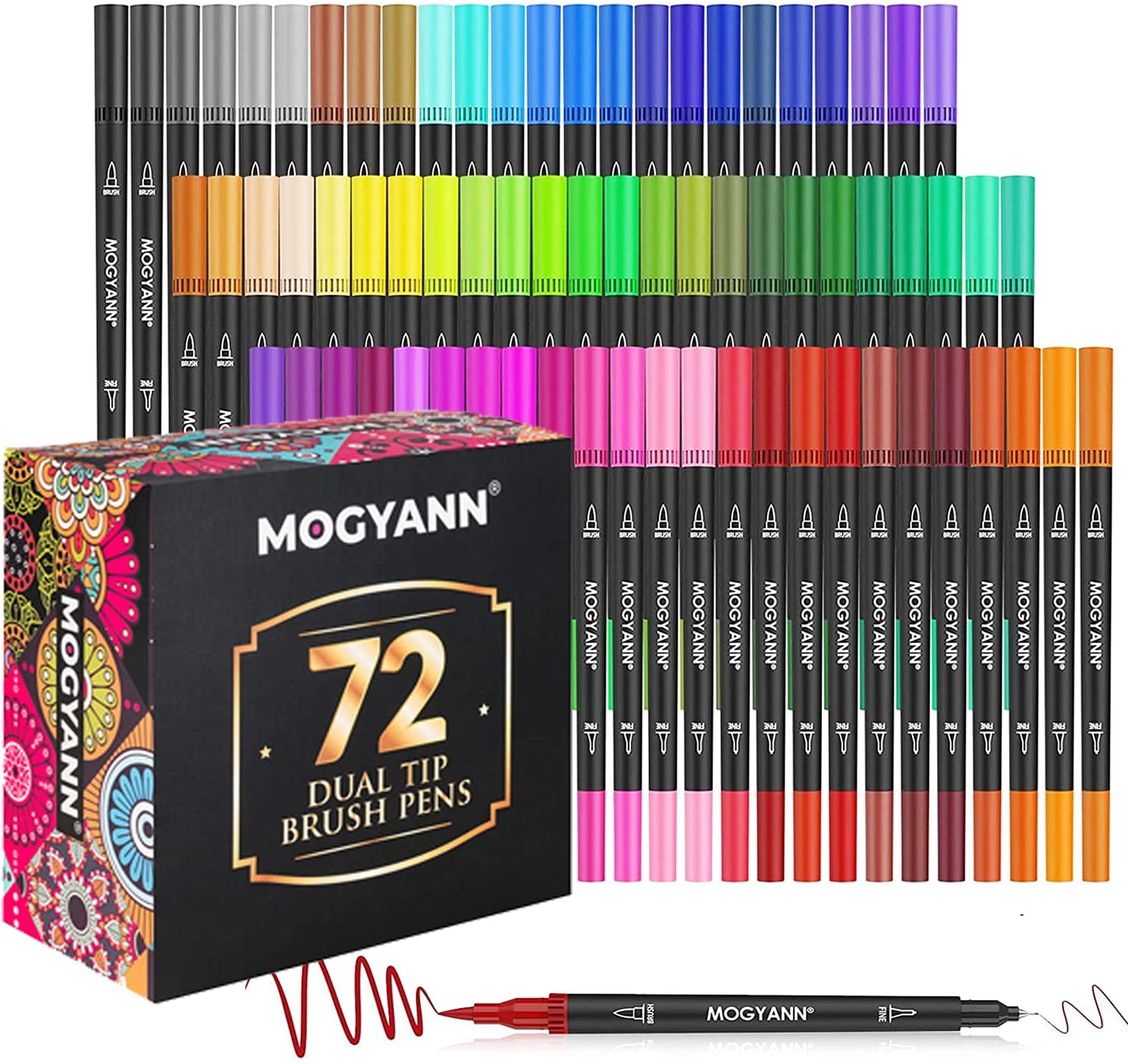 Markers for Adult Coloring - 72 Color Dual Tip Brush Pens Coloring Markers Set-image