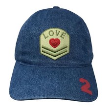 Boy's Strapback Hat Blue Denim 100 Cotton Size 7-14 Embroidered Military Love