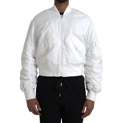 DOLCE & GABBANA ホワイトジャンパー DOLCE & GABBANA Jacket White Bomber Long Sleeves Full Zip
