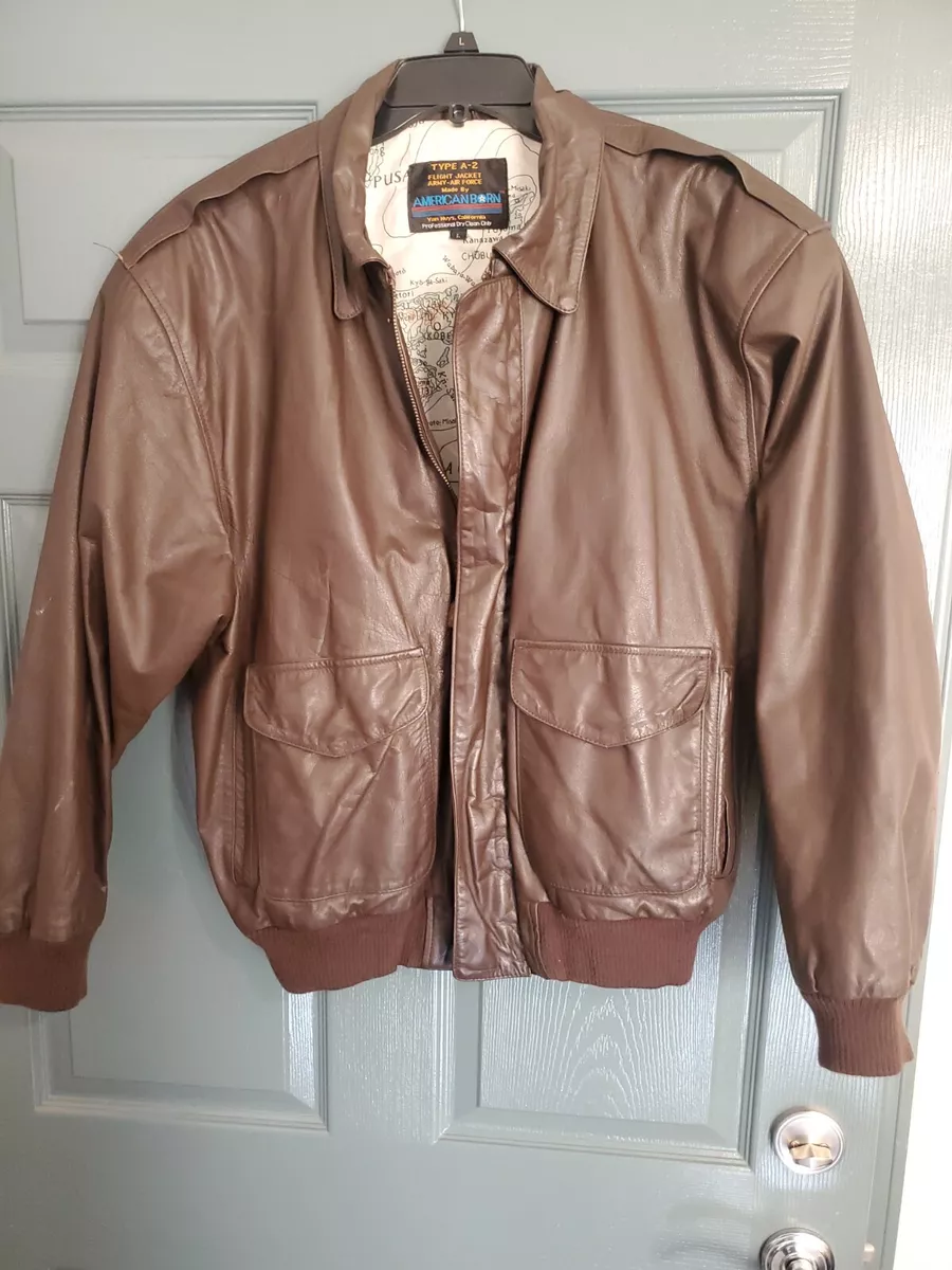Vtg American Born Type A 2 Men s LG Leather Bomber Military Flight Jacket EUC