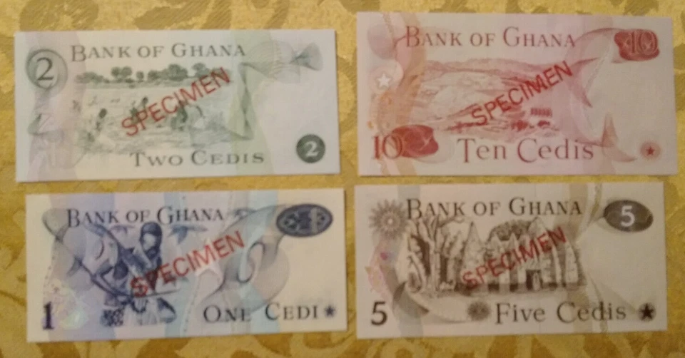 GHANA COMPLETE 4 SPECIMEN SET 1976 002330 CS1 (P 13-16) UNC COA - Image 3 of 3