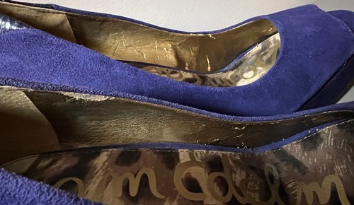 Sam Edelman Tacoma Women's Royal Blue Suede Peep Toe Platform Heel Pump Sz 9 1/2 - Picture 6 of 10