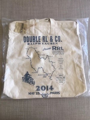 Sac Fourre-tout Double RL RRL Tour - Tissu Coton Beige - Très Rare - Neuf Avec étiquettes