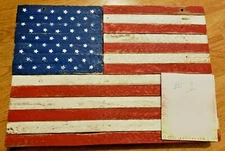 American Flag Wall Decor Handmade Rustic Distressed Recycled Wood 10" x 15"