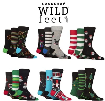 Christmas Socks Men's 3 Pair Bamboo Patterned with Gift Tag - SOCKSHOP Wildfeet