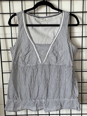 Esprit Striped Cotton Sleeveless Top Womens 10 Blue White Coastal Cottage Preppy
