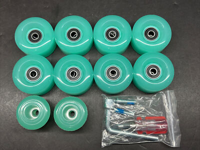 Tanzfrosch 8 Pack Roller Skate Wheels Bearings Installed + 2 Toe Stop Green -New
