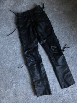 VINTAGE WOMENS IXS LEATHER BONDAGE BIKER PANTS
