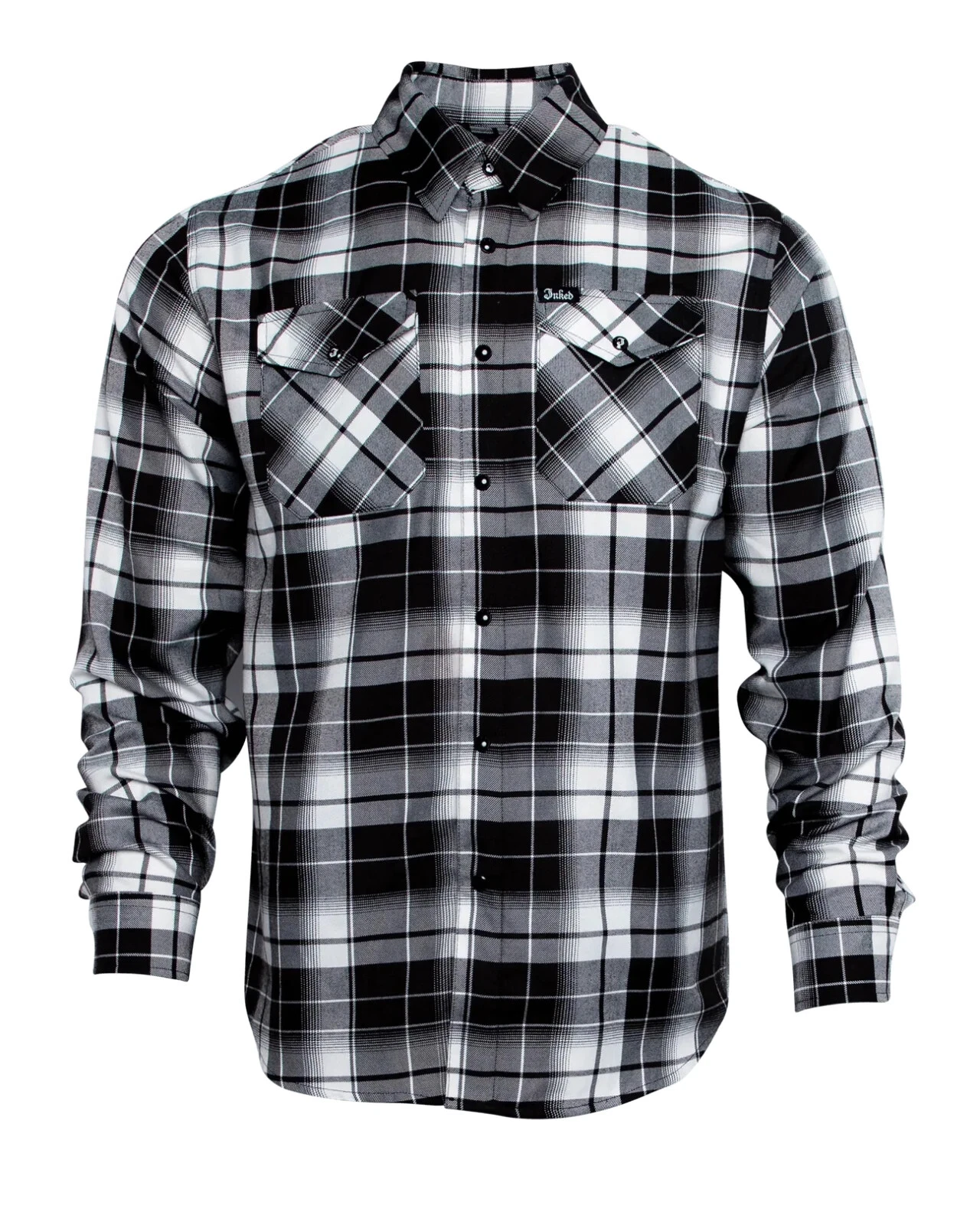 Dixxon Flannel "Inked" Magazine Men's XL Plaid Shirt Black White Snap Button