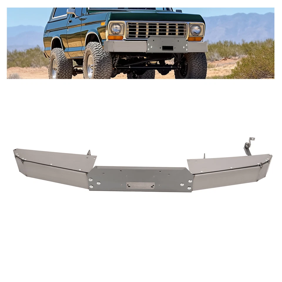 Conjunto de parachoques delantero acero crudo para Ford Bronco/F250/F350/Hi-boy 1967-1979 Foto 2 de 4