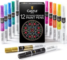 12 Oil Based Paint Pens Vibrant Premium Colored Markers for Adults Beginning Art