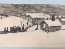 Rare dessins Crayon Fusain Poilu WW1 Guerre Camp Prisonnier Hammelburg 1915 1418