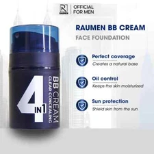 Men BB Cream RAUMEN 4IN1 SPF30+ PA++++ Makeup Face Foundation Oil-Control