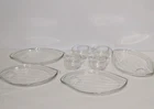 Vintage Federal Glass Homestead 8-Piece (4 Plates + 4 Cups) Glass Snack Set