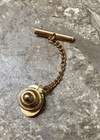 Vintage men's tie tack pin with a safety chain and buttonhole bar — photo 2