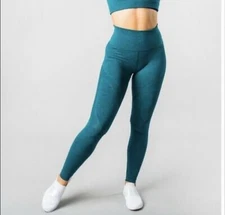 Alphalete Aero Compression Leggings Heathered Teal Size S Squat Proof Sculpted